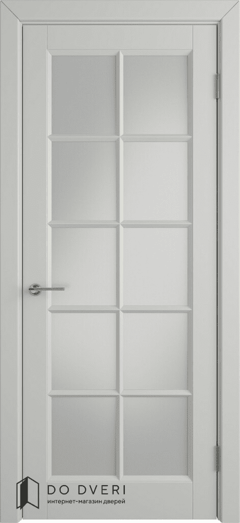 дверь окрашенные эмаль светло серая Гланта со стеклом