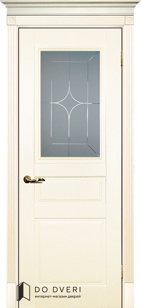 Межкомнатная дверь. Окрашенная эмаль . Слоновая кость Смальта 01 со стеклом