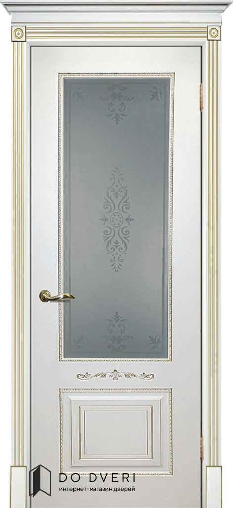 дверь окрашенная эмаль белая Смальта 4 со стеклом