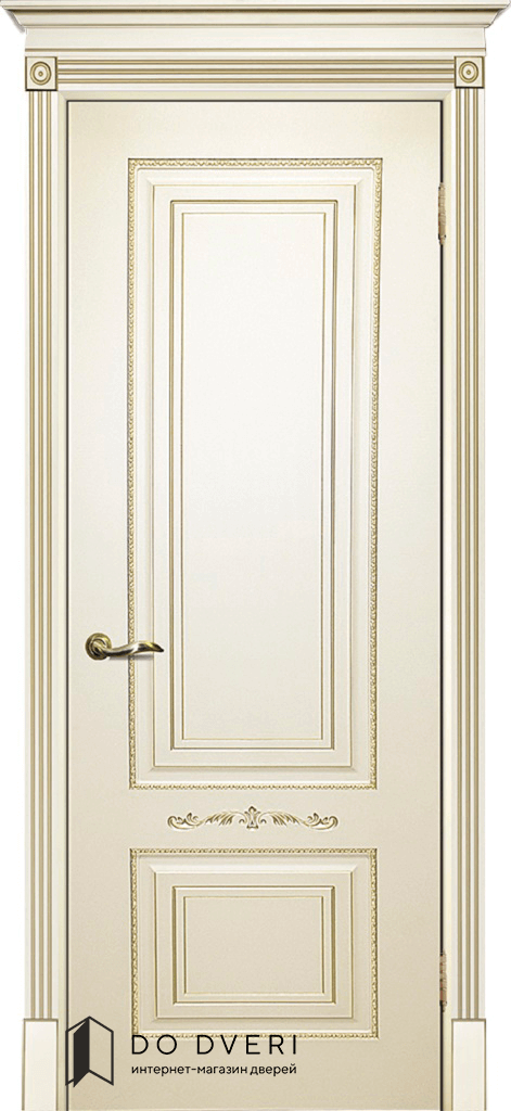 Дверь межкомнатная окрашенная Смальта 04 слоновая кость патина золото