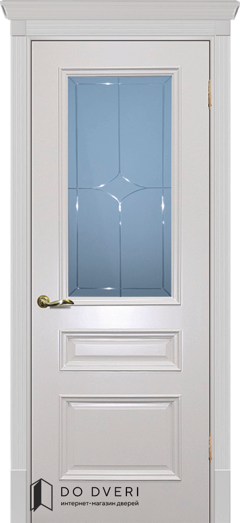 Дверь окрашенная эмаль слоновая кость Смальта 6 со стеклом