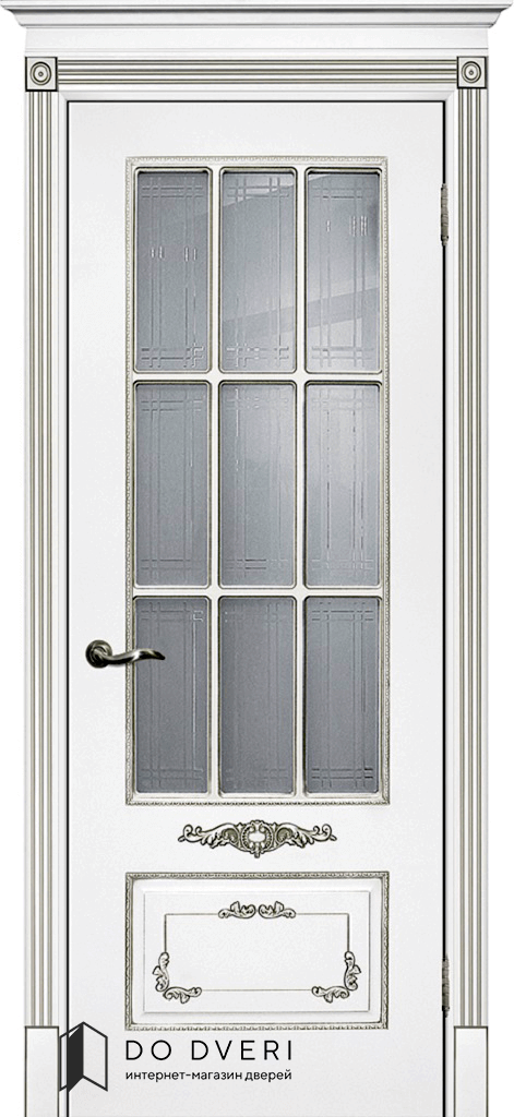 Дверь окрашенная белая эмаль Смальта 09 со стеклом