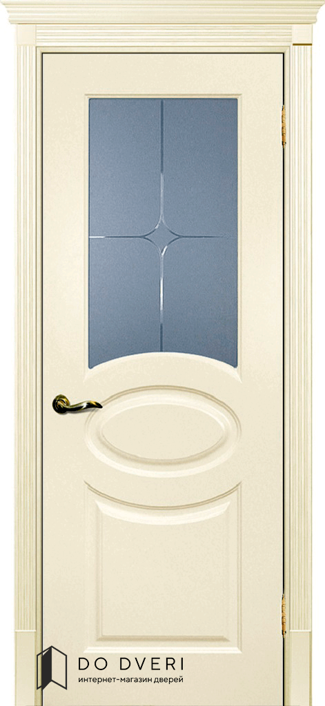 Дверь окрашенная эмаль молочный смальта 12 со стеклом