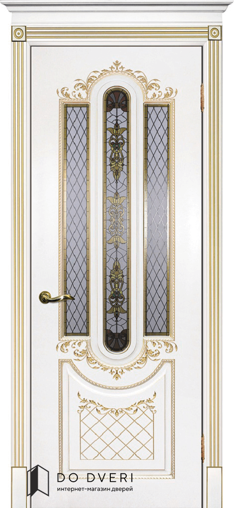дверь окрашенная эмаль белая Смальта 13 со стеклом