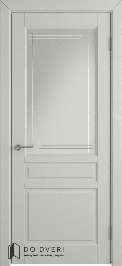 дверь окрашенная эмаль светло серая Стокгольм со стеклом