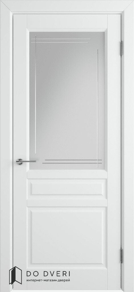 дверь окрашенная эмаль ВФД Стокгольм белая со стеклом