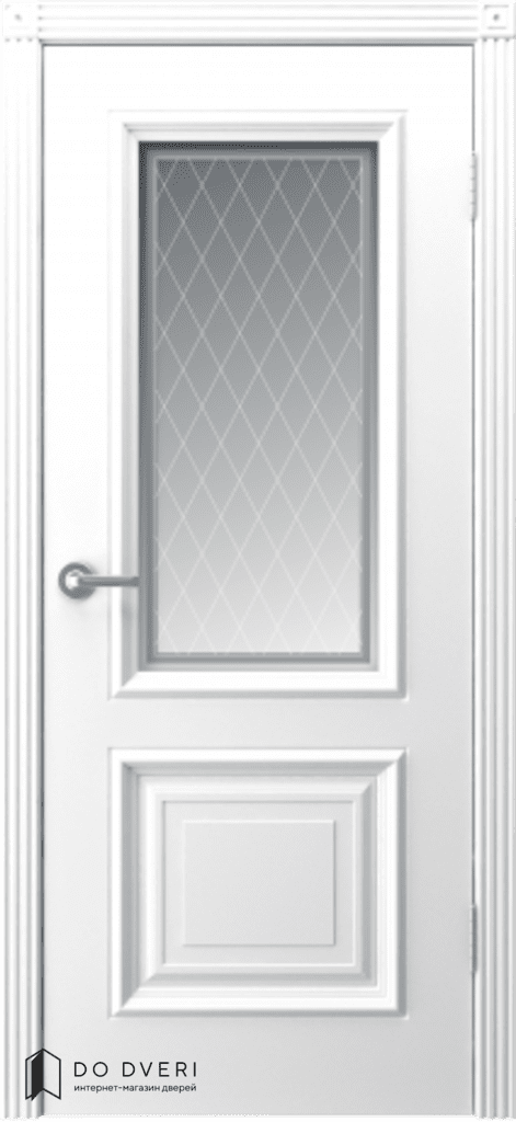 Дверь Акцент эмаль Белая со стеклом