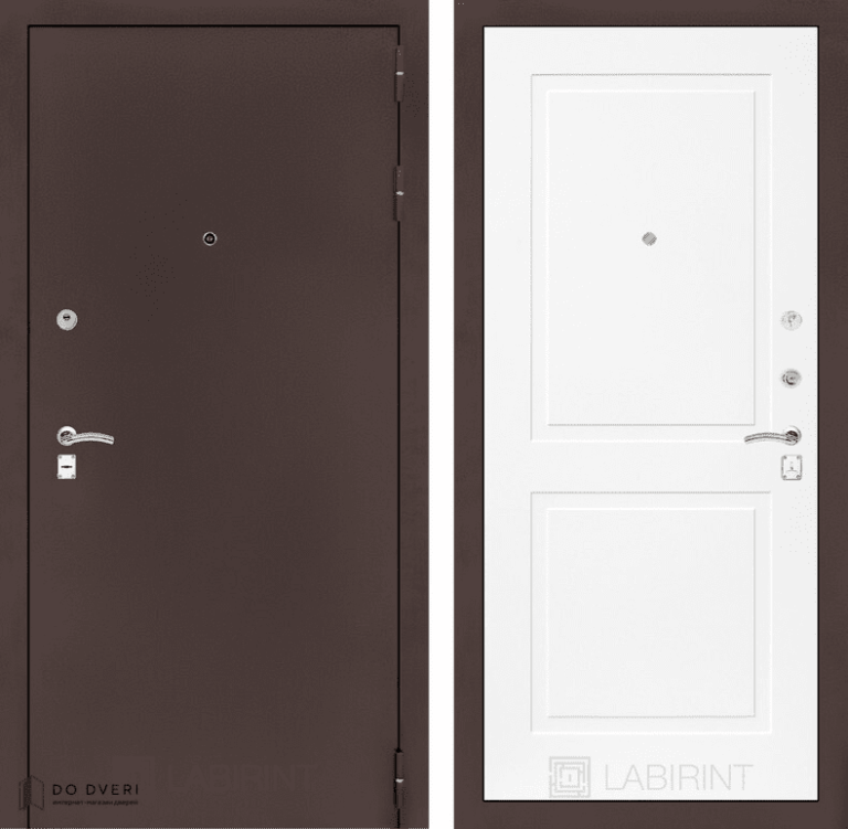 Входная дверь Лабиринт CLASSIC антик медный 11- Белый софт
