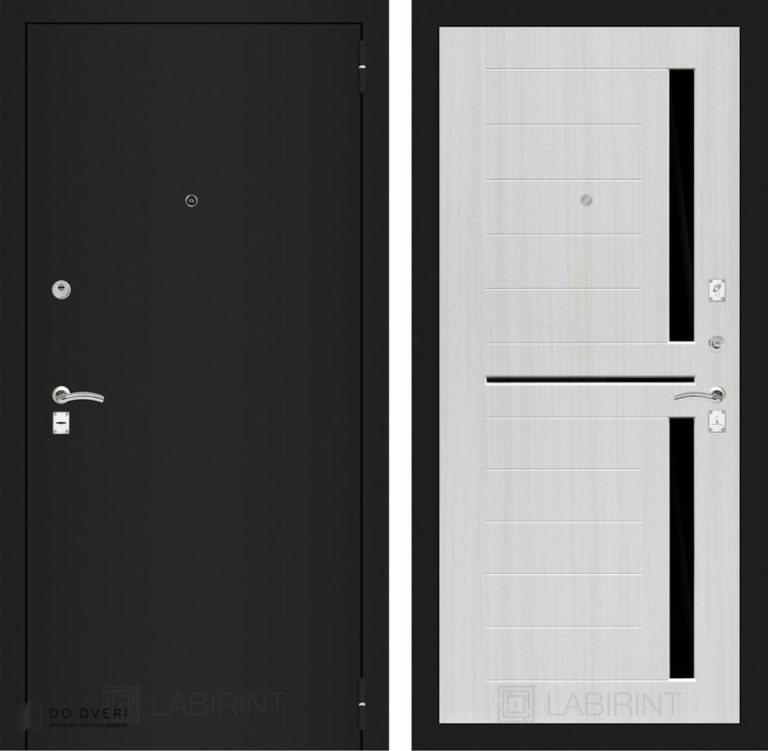 Входная дверь Лабиринт CLASSIC шагрень черная 02 - Сандал белый