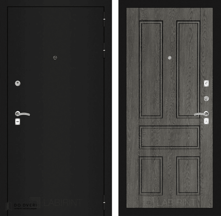 Входная дверь Лабиринт CLASSIC шагрень черная 10 - Дуб филадельфия графит