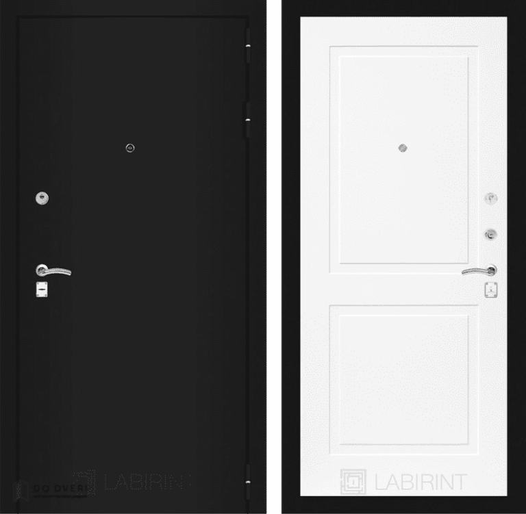 Входная дверь Лабиринт CLASSIC шагрень черная 11 - Белый софт