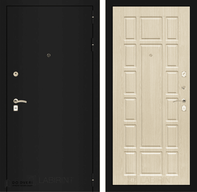 Входная дверь Лабиринт CLASSIC шагрень черная 12 - Беленый дуб
