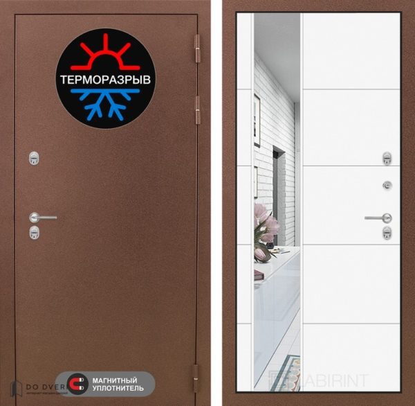Входная дверь Лабиринт Термо Магнит с Зеркалом 19 - Белый софт