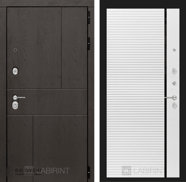 Входная дверь Лабиринт URBAN 22 - Белый софт черная вставка