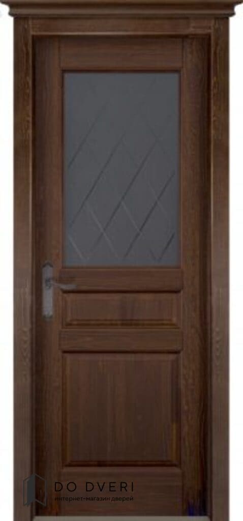 Дверь из массива ольхи Валенсия античный орех со стеклом