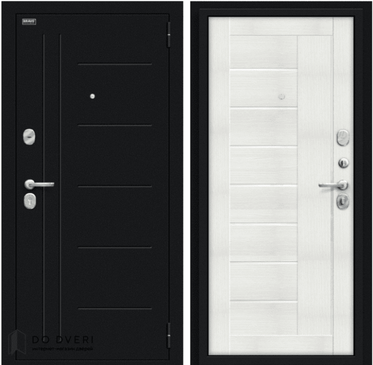 Входная дверь БРАВО Проф - Букле черное/Bianco Veralinga
