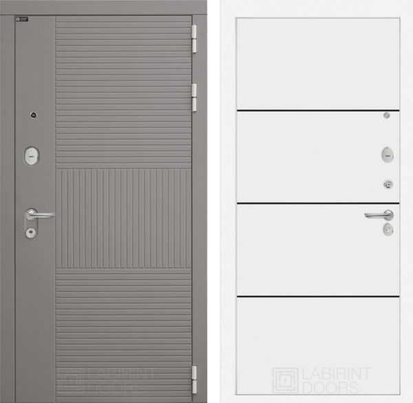 Входная дверь Лабиринт Формо 25 - Белый софт (черная вставка)