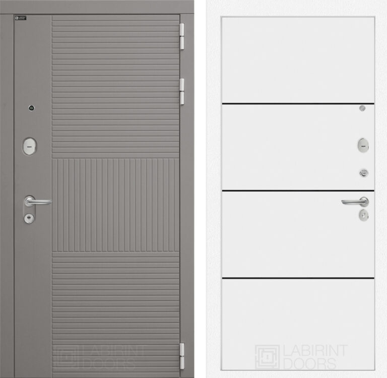 Входная дверь Лабиринт Формо 25 - Белый софт (черная вставка)