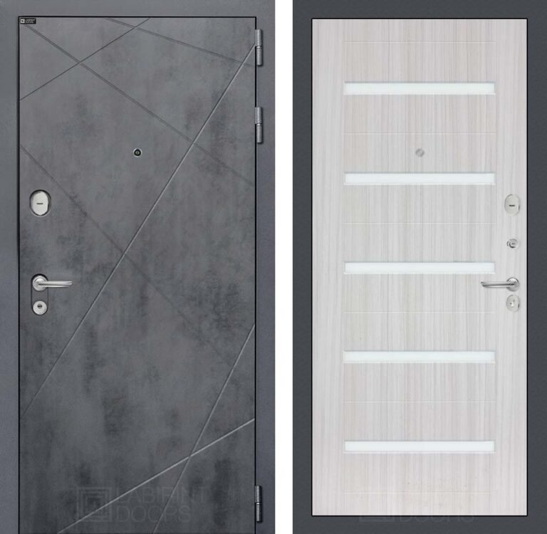 Входная дверь Лабиринт Лофт 01 - Сандал белый, стекло белое