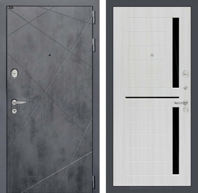 Входная дверь Лабиринт Лофт 02 - Сандал белый, стекло черное