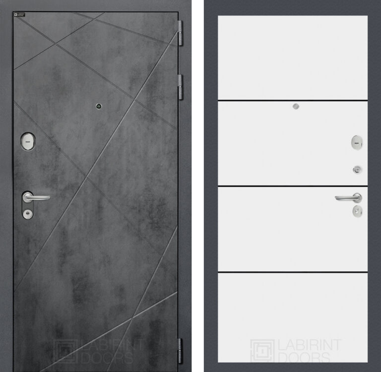 Входная дверь Лабиринт Лофт 25 - Белый софт (черная вставка)