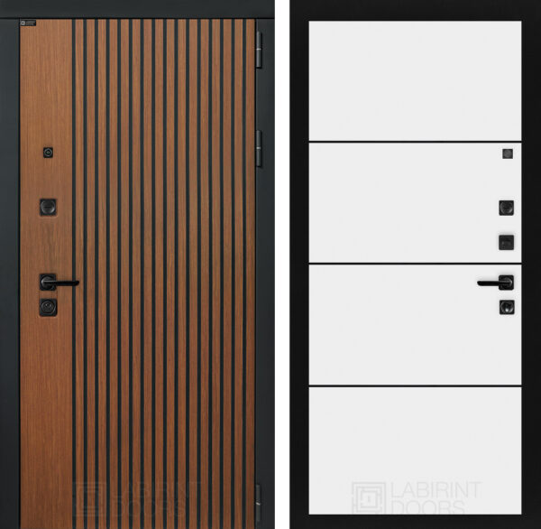 Входная дверь Лабиринт Шторм 25 - Белый софт (черная вставка)