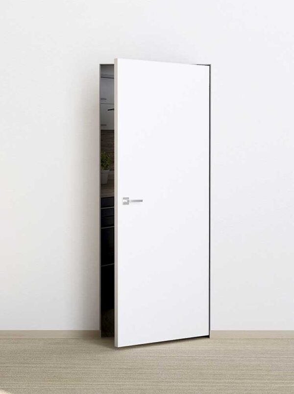 Скрытая межкомнатная дверь P-0 Invisible кромка ABS c 4-х ст. белый грунт
