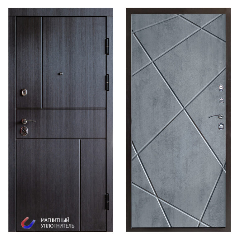 Входная дверь Йошкар-Ола Вертикаль венге - Лучи бетон темный